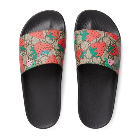 gucci slides gg black|gucci slides with strawberry.